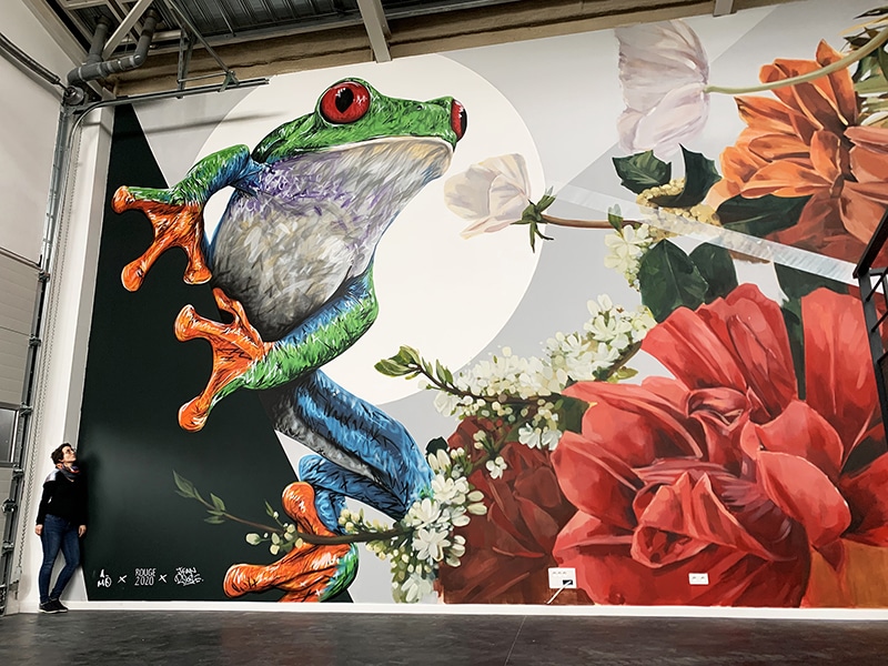 Peinture murale réalisée par A-MO street art dans l'entreprise Treefrog