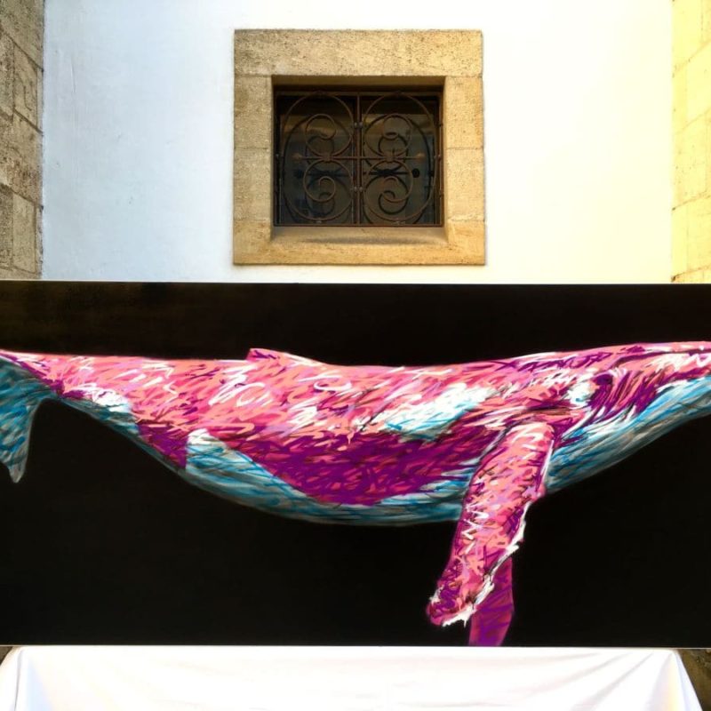 Tableau Grand Format D'une Baleine Peint Par L'artiste A-mo Streetart