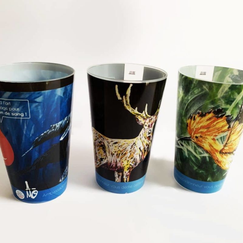 Eco Cups De L'efs Pour La Promotion Du Don Du Sang Réalisées Avec Des Peintures D'a-mo Streetart