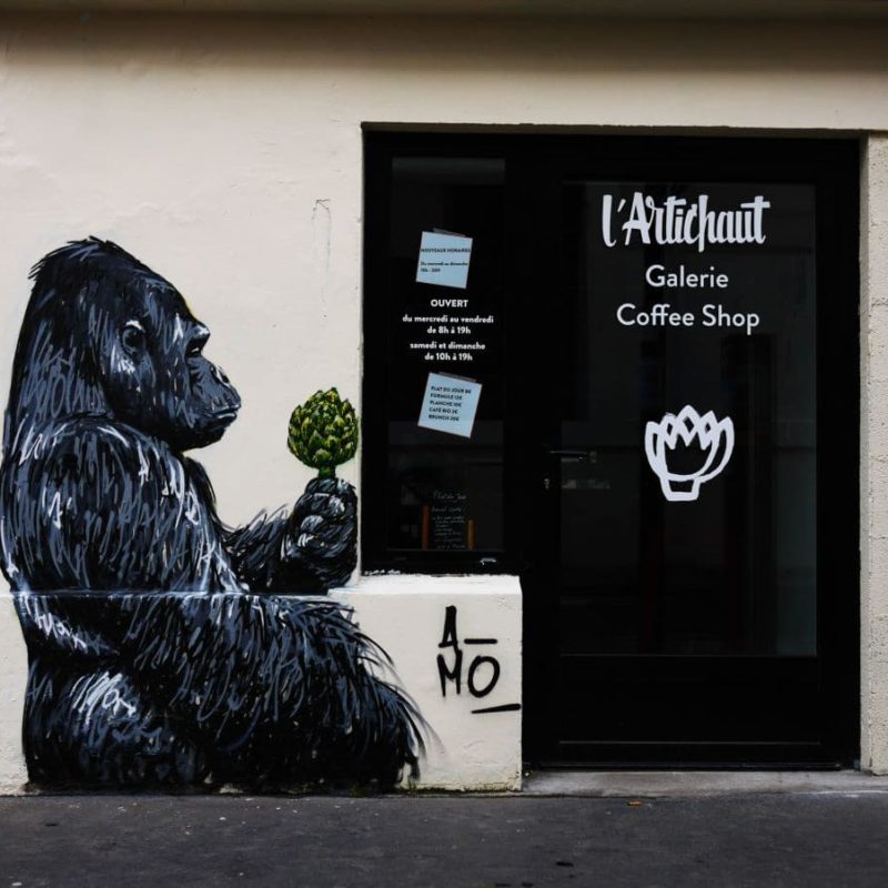 Gorille Peint Par A-mo Streetart Sur Le Mur De L'artichaut Galerie à Nantes