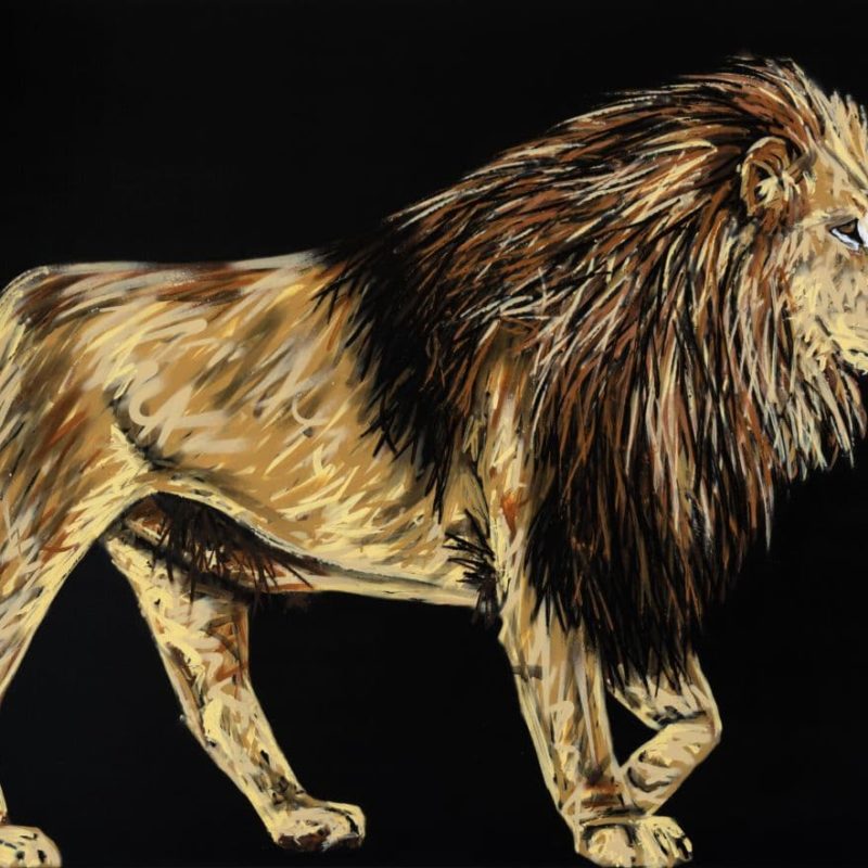 Tableau Représentant Un Lion Peint Par L'artiste A-mo Streetart