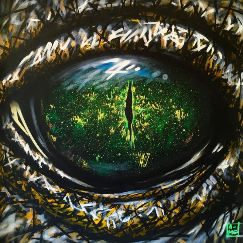 Tableau Représentant Un Oeil De Crocodile Peint Par L'artiste A-mo Streetart