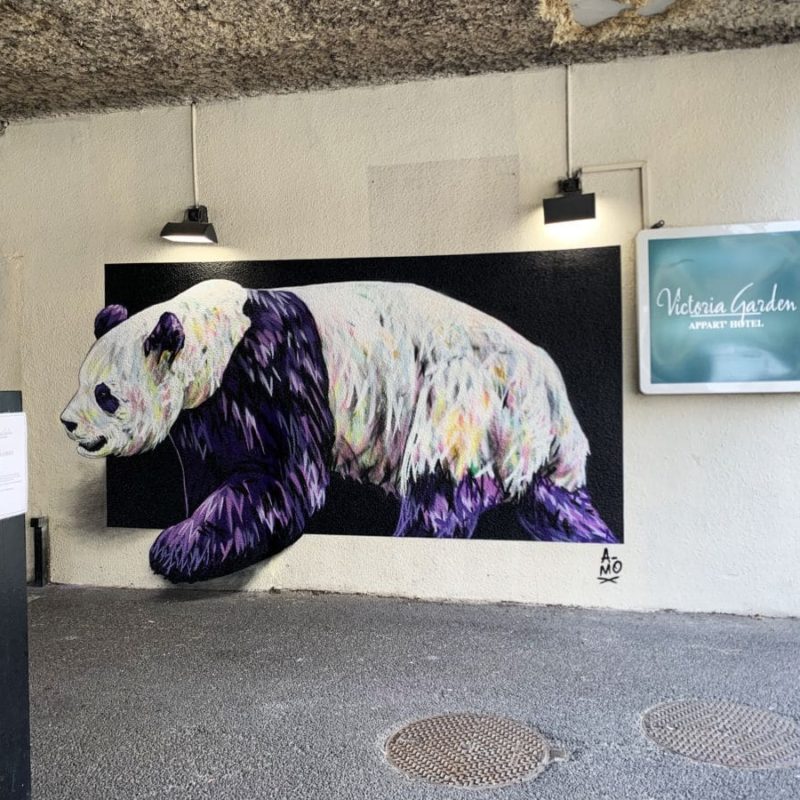 Panda Peint Sur L'entrée De L'hotel Victoria Garden à Bordeaux Par A-mo Streetart