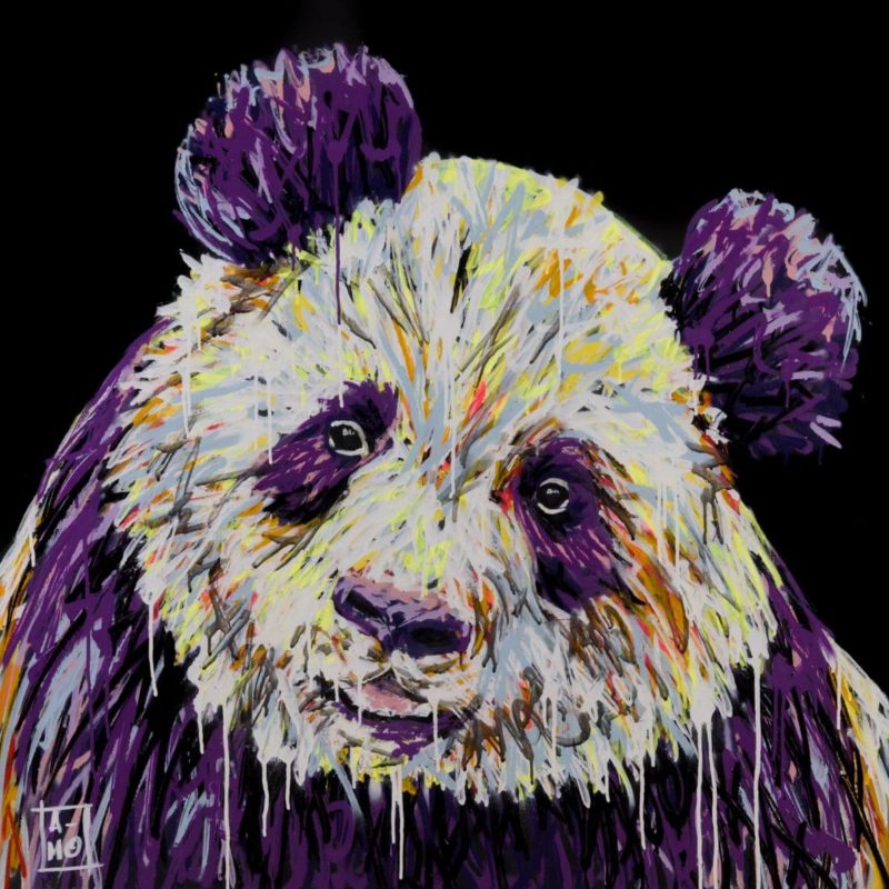 Tableau Représentant Un Panda Peint Par L'artiste A-mo Streetart