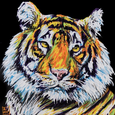 tigre peint sur toile par a-mo streetart