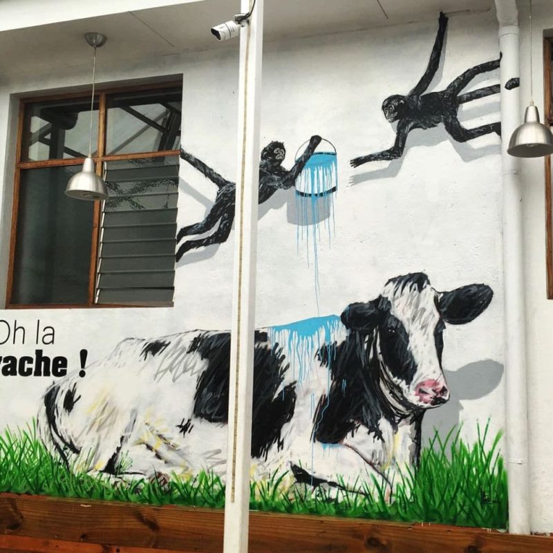 Singes Et Vache Peint Par A-mo Street-art à L'alliance Française Du Costa Rica