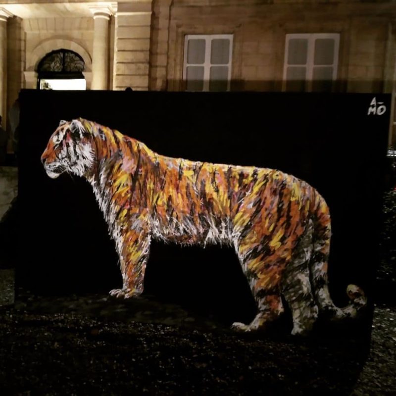 Tigre Peint Par L'artiste A-MO Dans Le Jardin Du Château Labottière à Bordeaux.